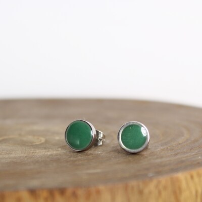 Green Stud Earrings - Malachite Earrings - Malachite Jewelry - image2